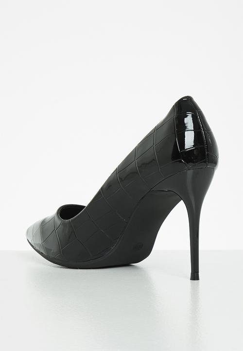 Plum - Callie stiletto court heel - black