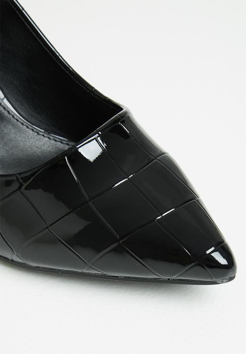 Plum - Callie stiletto court heel - black