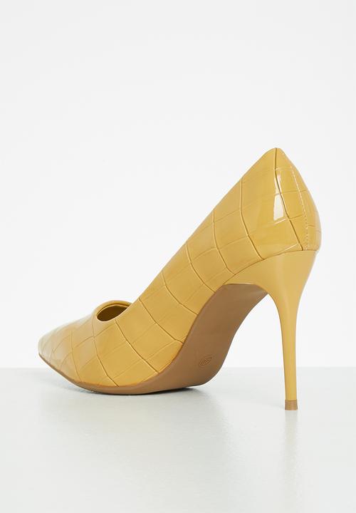 Plum - Callie stiletto court heel - mustard