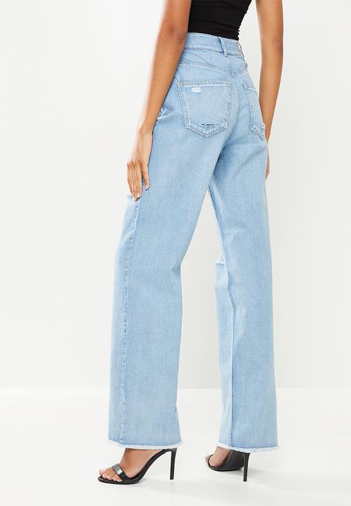 SISSY BOY - Super high rise wide leg with rips - light vintage