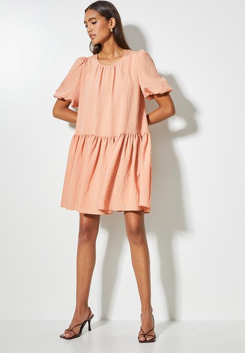 VELVET - Voluminous tiered mini dress - nude1