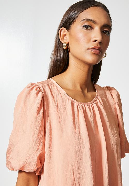 VELVET - Voluminous tiered mini dress - nude1