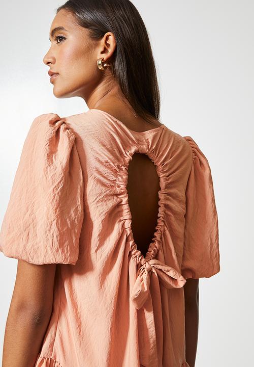VELVET - Voluminous tiered mini dress - nude1
