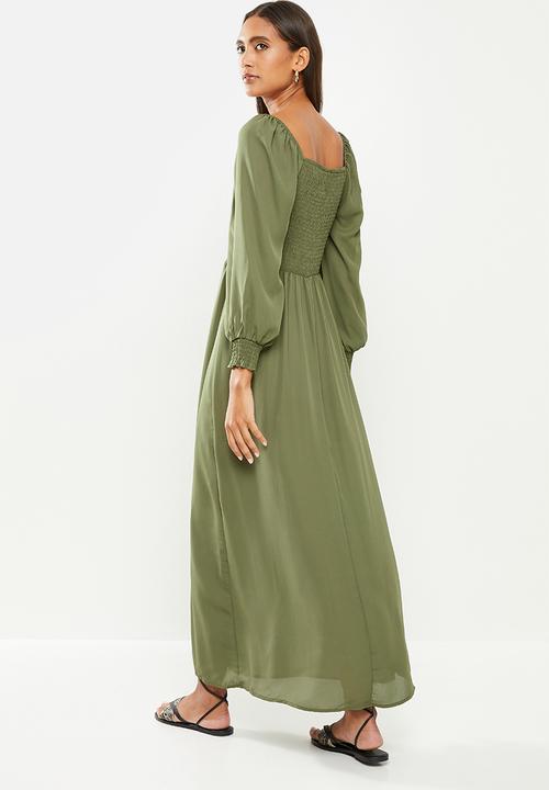 Jacqueline de Yong - Mina 3/4 smock ankle dress - kalamata