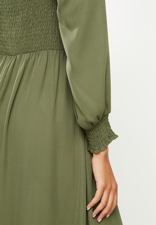 Jacqueline de Yong - Mina 3/4 smock ankle dress - kalamata