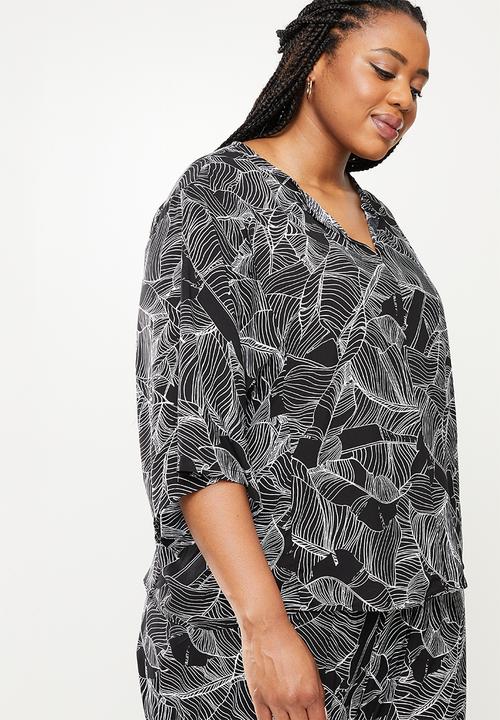 AMANDA LAIRD CHERRY - Plus mashai top -  black & white 