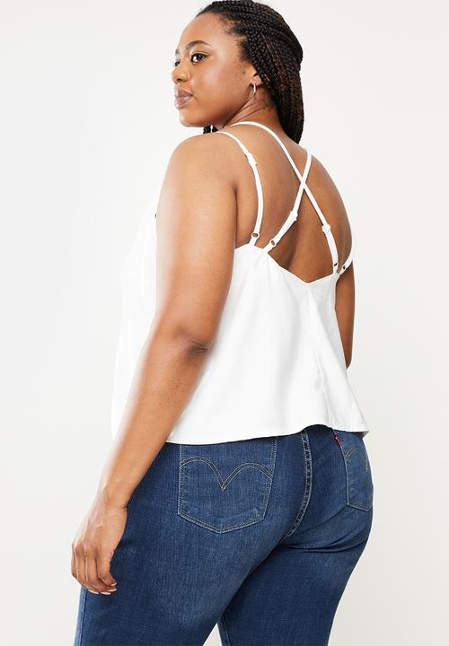 Me&B - Plus spaghetti strap cami with bust support - milk
