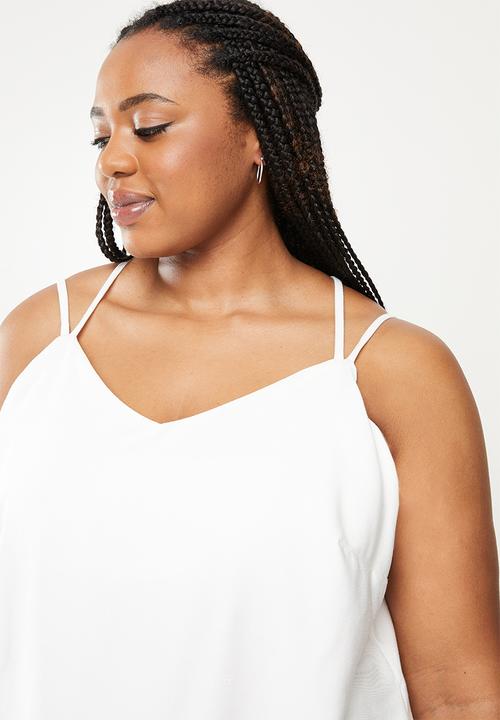 Me&B - Plus spaghetti strap cami with bust support - milk