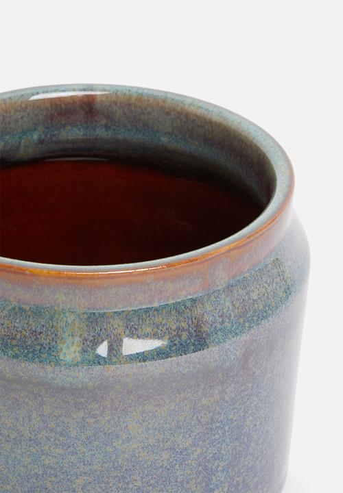 H&S - Lip porcelain reactive glaze pot - green