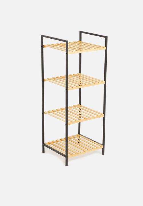 Storage Solutions - Square bamboo bathroom rack - black & natural