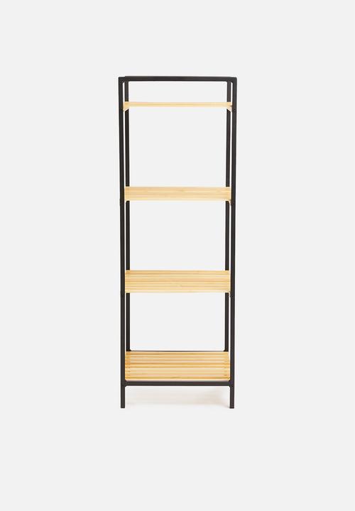 Storage Solutions - Square bamboo bathroom rack - black & natural