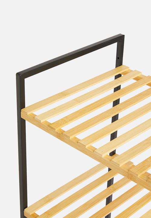 Storage Solutions - Square bamboo bathroom rack - black & natural
