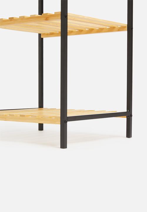 Storage Solutions - Square bamboo bathroom rack - black & natural