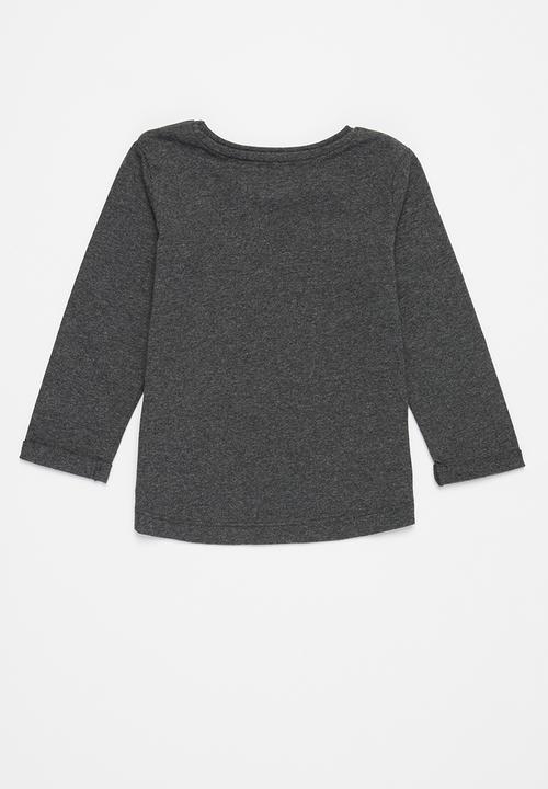 MINOTI - Girls basic pony long sleeve top - charcoal
