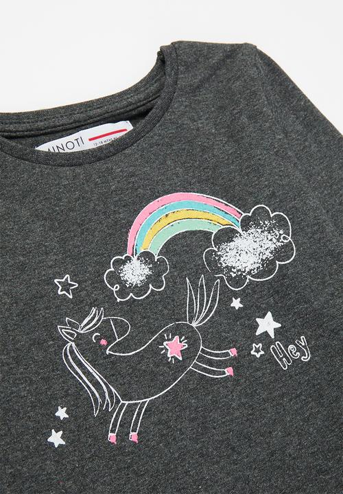 MINOTI - Girls basic pony long sleeve top - charcoal
