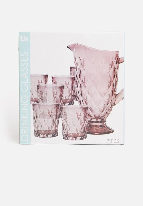 Excellent Houseware - Drinking glass set - pink