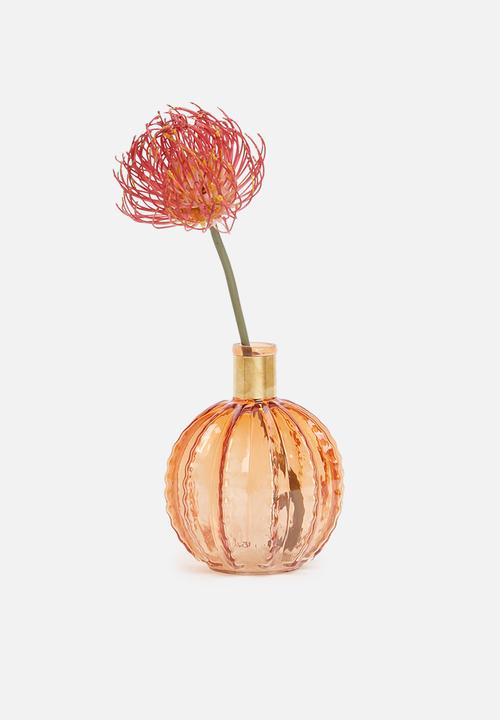 H&S - Golden neck glass vase - coral