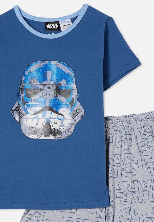 Cotton On - Hudson short sleeve pyjama set - blue & grey 