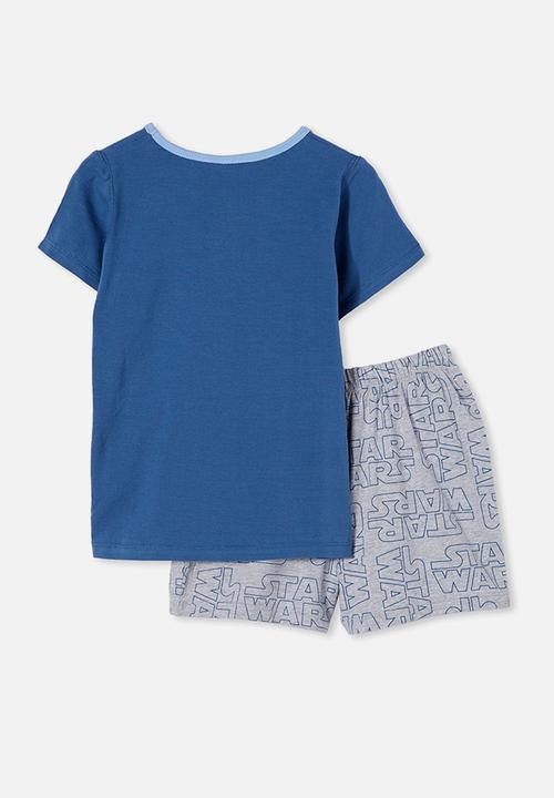 Cotton On - Hudson short sleeve pyjama set - blue & grey 