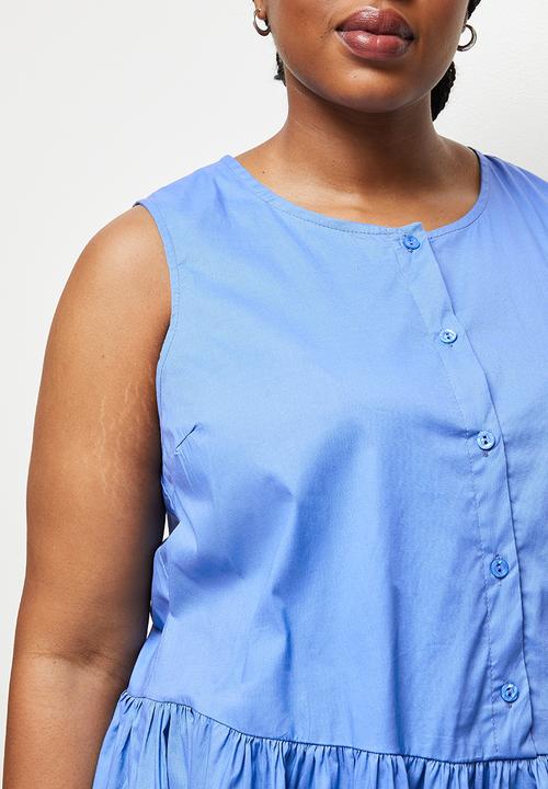 edit Plus - A-line poplin dress - blue
