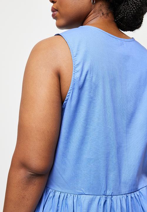 edit Plus - A-line poplin dress - blue