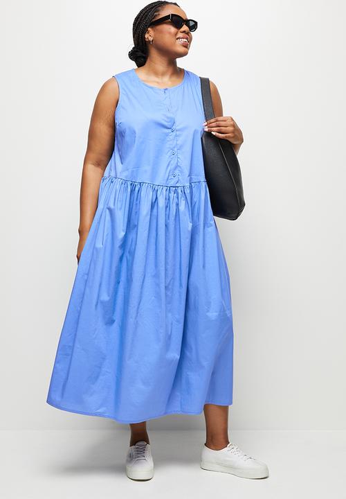 edit Plus - A-line poplin dress - blue