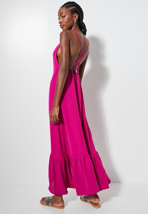 Superbalist - Strappy hi lo dress with back detail - magenta