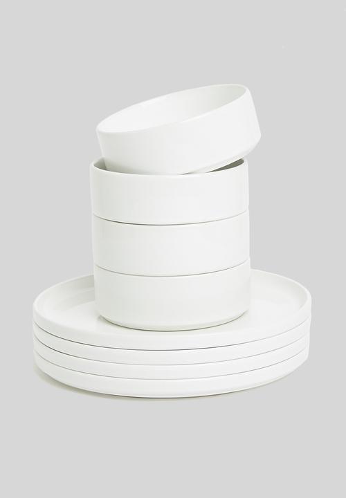 Omada - Flat stackable dinner plate - white