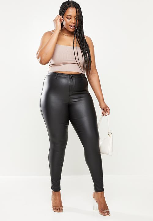 Missguided - Plus vice coated jeans with belt loops - black