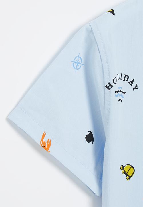 Pop Candy - Boys short sleeve printed shirt - blue