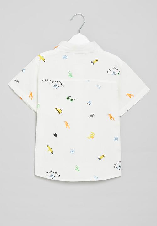 Pop Candy - Boys short sleeve printed shirt - white