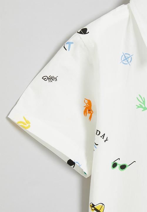 Pop Candy - Boys short sleeve printed shirt - white