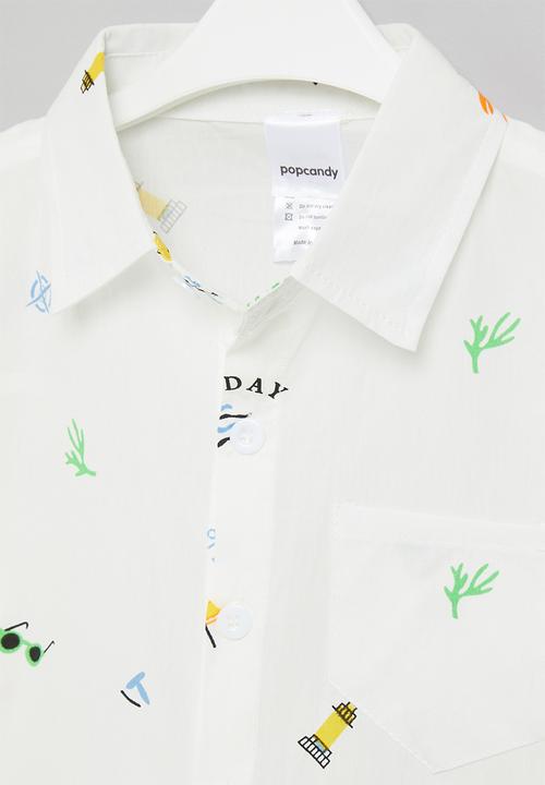Pop Candy - Boys short sleeve printed shirt - white