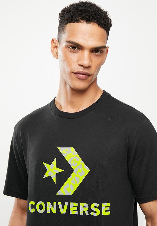 Converse - Reflective cheetah infill star chevron tee - black
