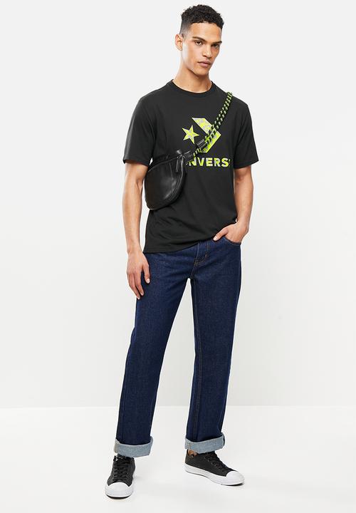 Converse - Reflective cheetah infill star chevron tee - black