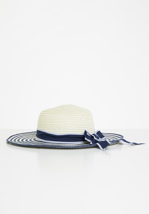 Pop Candy - Stripe straw hat - neutral & navy
