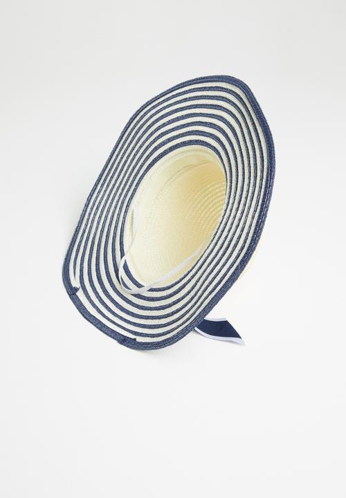 Pop Candy - Stripe straw hat - neutral & navy