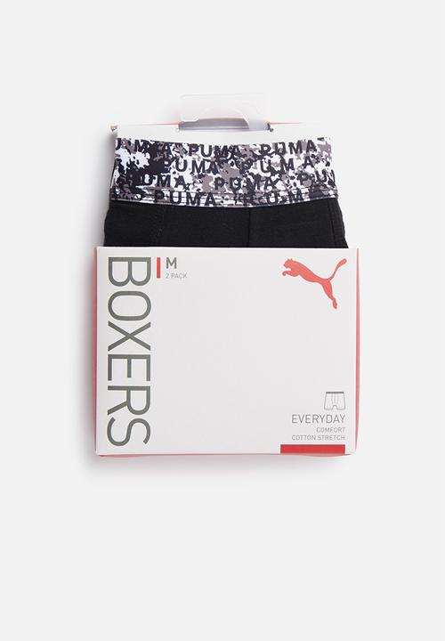 PUMA - Puma men printed elastic boxer 2p - black & charcoal 