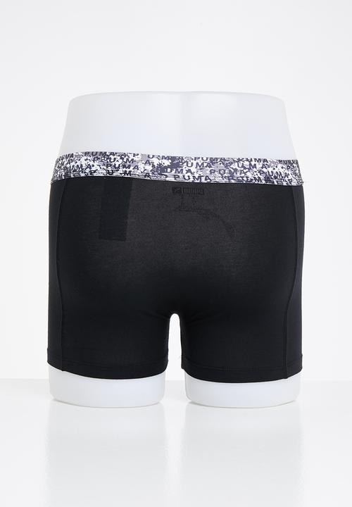 PUMA - Puma men printed elastic boxer 2p - black & charcoal 