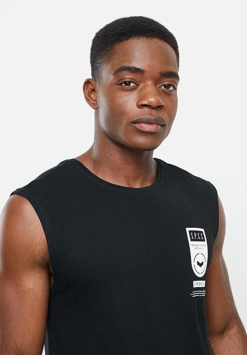 S.P.C.C - Luna regular fit straight hem, sleeveless tee - black