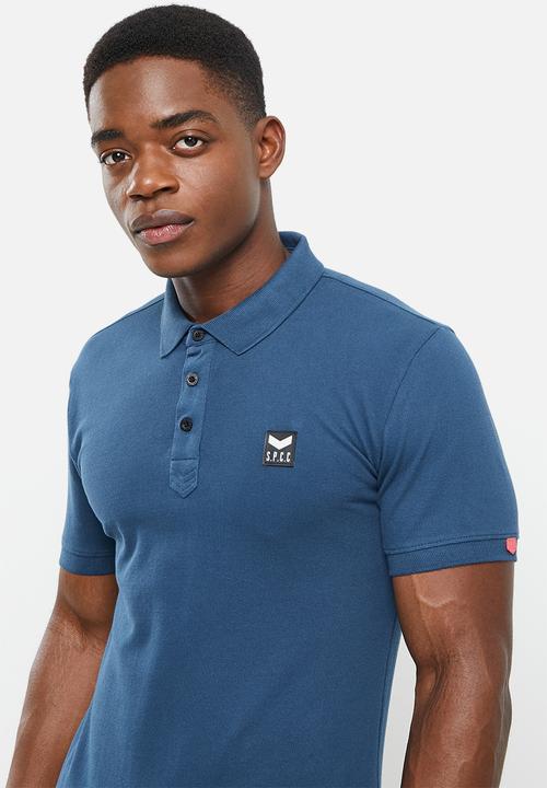 S.P.C.C - Cayenne slimline fit side slit straight hem polo - sodalite blue