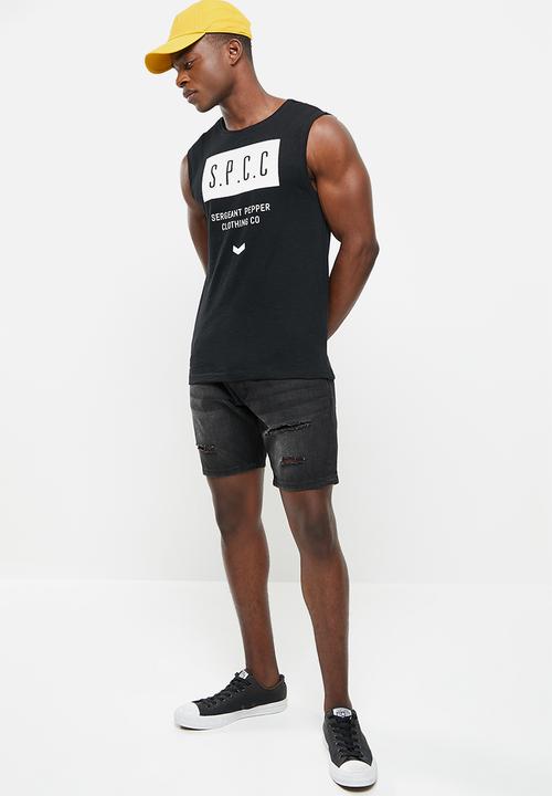 S.P.C.C - Tabari regular fit straight hem, sleeveless tee - black