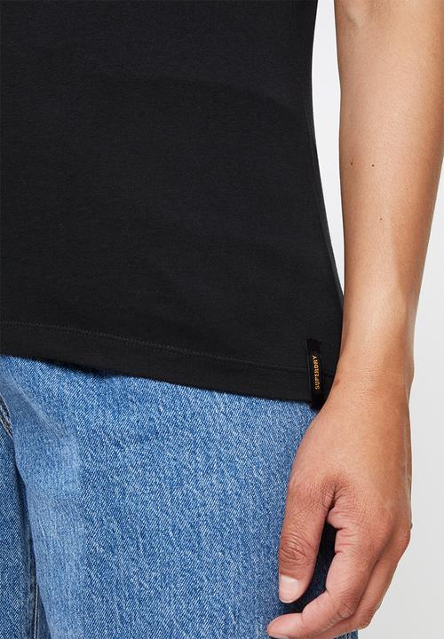 Superdry. - Lightweight essential vee tee - black