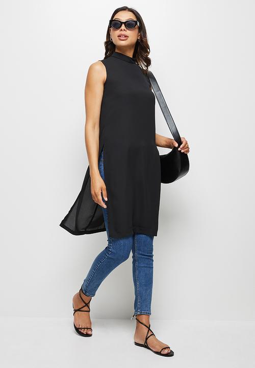 edit - Longline slit detail shell - black