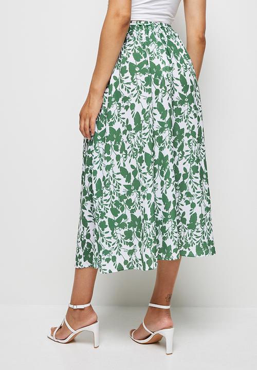 MILLA - Circle midi skirt with pockets - green