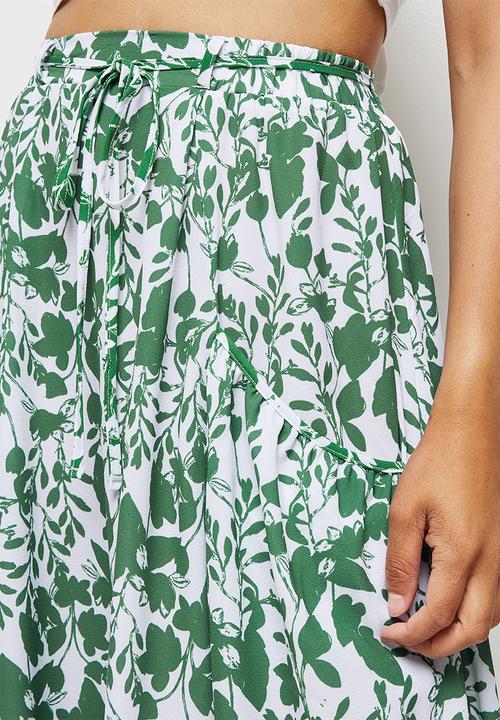 MILLA - Circle midi skirt with pockets - green