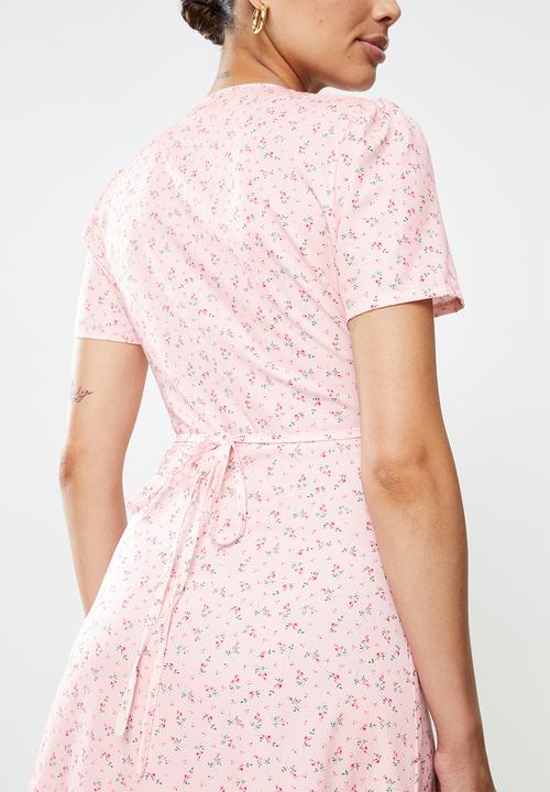 Missguided - Half button midi tea dress short sleeve - peach