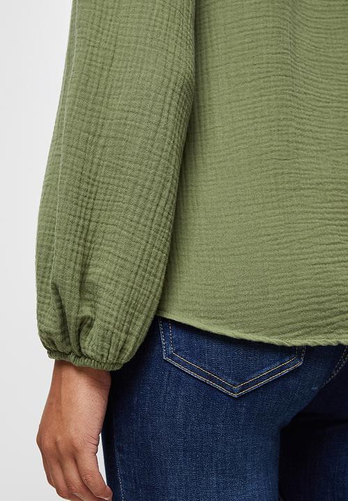 edit - Double cloth balloon slv blouse - fatigue