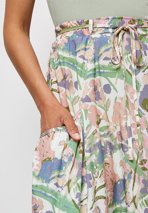 MILLA - Circle midi skirt with pockets - multi