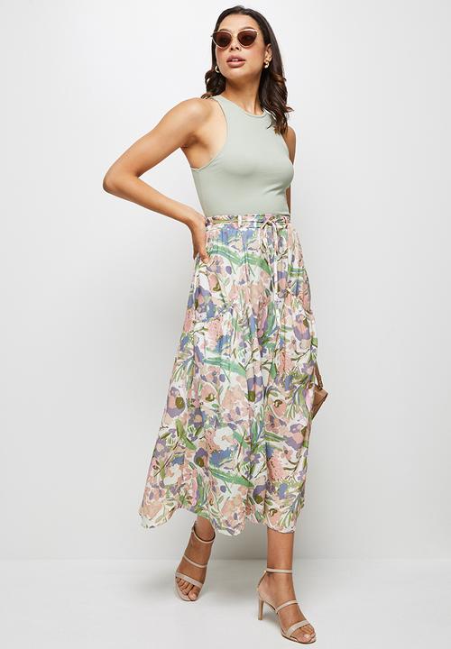 MILLA - Circle midi skirt with pockets - multi